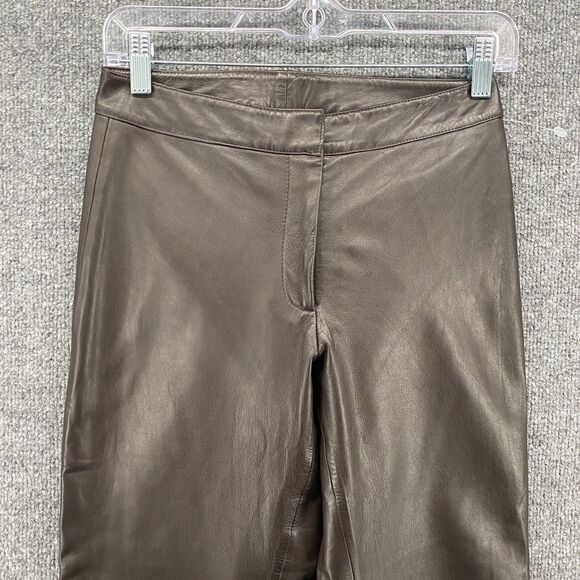 Cache Leather Pants Womens 2 Brown High Rise Bootcut Farm Ranch Western Casual - Picture 2 of 11